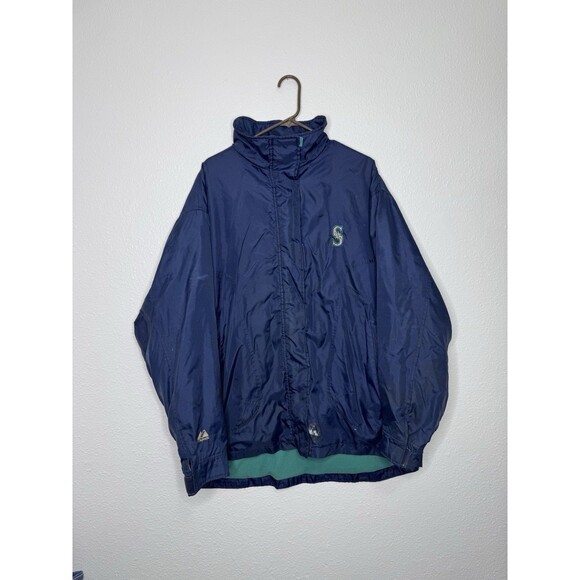 VTG Seattle Mariners Majestic Satin Bomber Jacket Fleece Lined XL **SEE PICS** - Picture 1 of 16